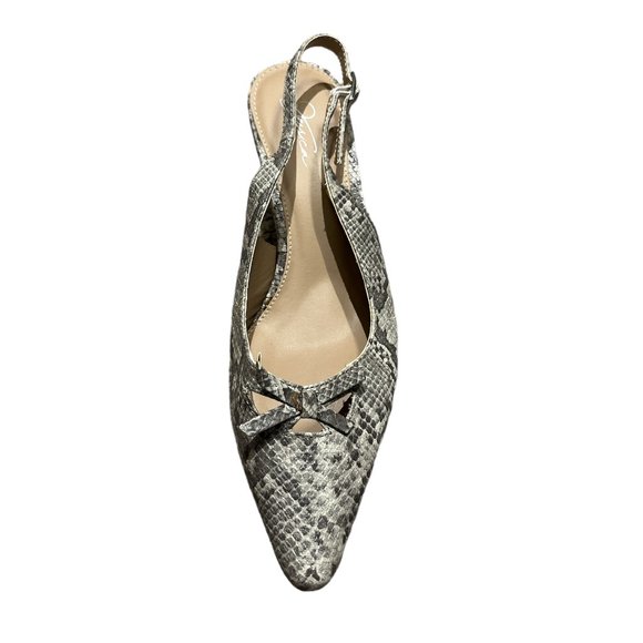 JESSICA Sling Back Shoes Heels Size 8 with 3" Heel Grey Snakeskin-like - Picture 3 of 9